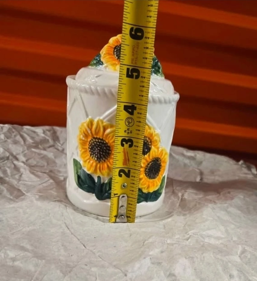ACK 3D Hand Painted Ceramic Sunflower Canister 6" - photo 2