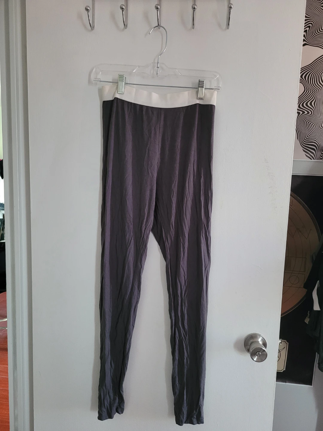 Grey Leggings with White Waistband