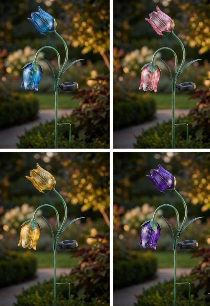 4 Different Coloured Flower Solar Decor - photo 2