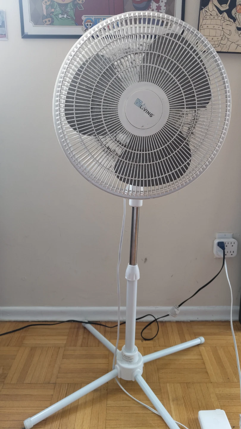 16" L LIVING Oscillating Pedestal Fan with Folding Base