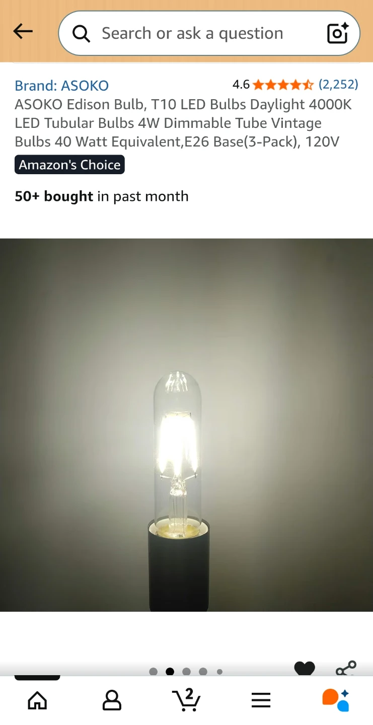 T10 LED Filament Bulb, E26 Base, 4W, 4000K - photo 3