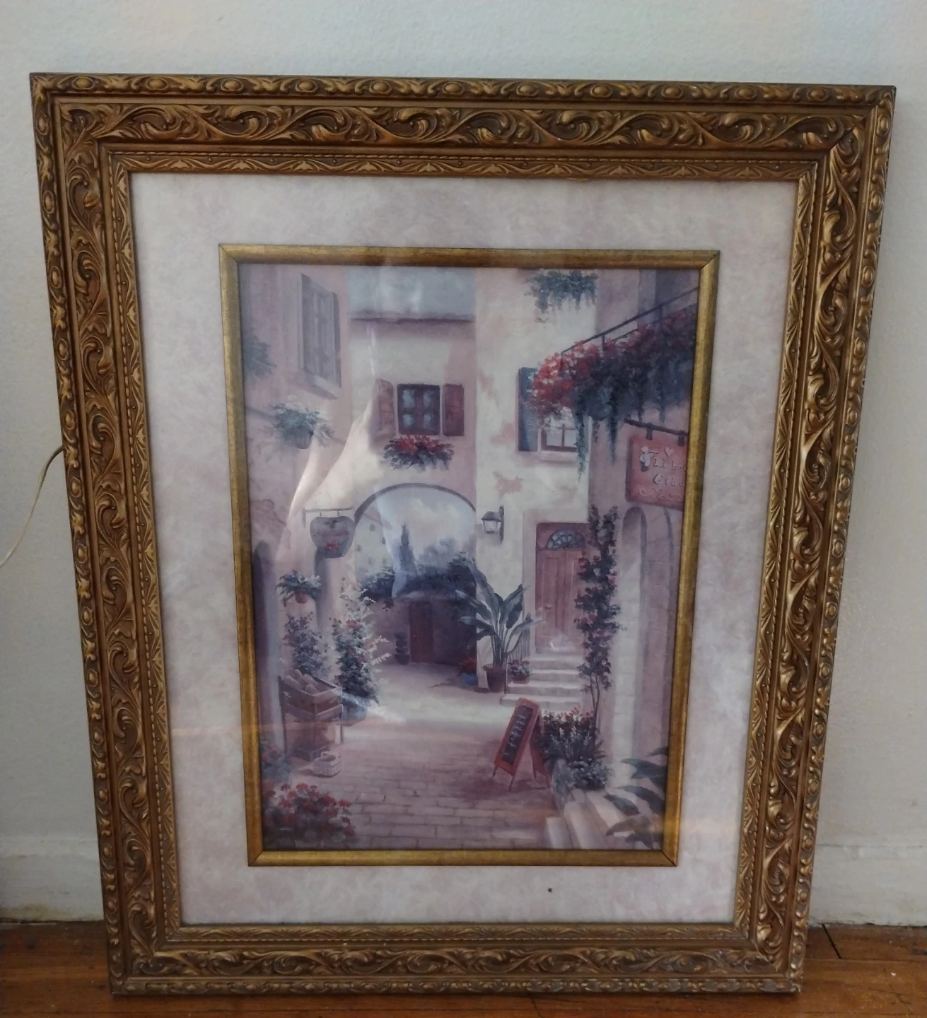 Framed Print of European Courtyard Scene