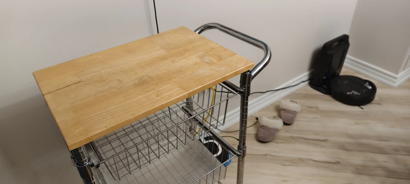 Rolling Kitchen Cart with Wood Top - photo 2