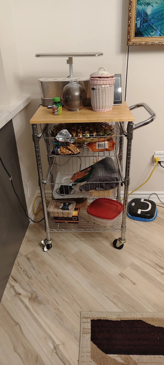 Rolling Kitchen Cart with Wood Top - photo 3