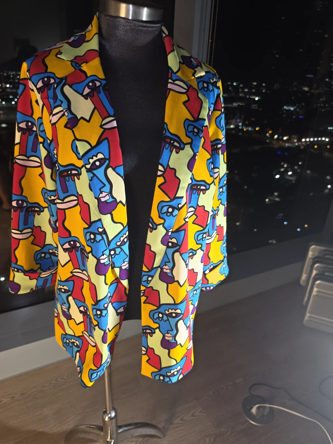 Abstract Face Print Blazer