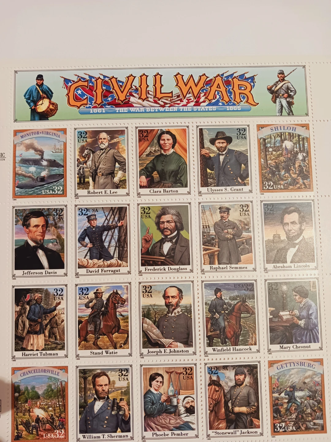 1994. USPS  Civil War Stamp Sheet. New. - photo 3