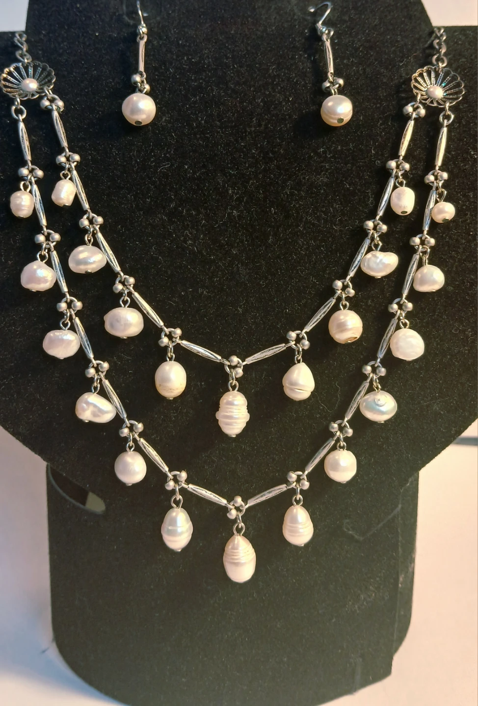 Pearl Necklace and Earring Set