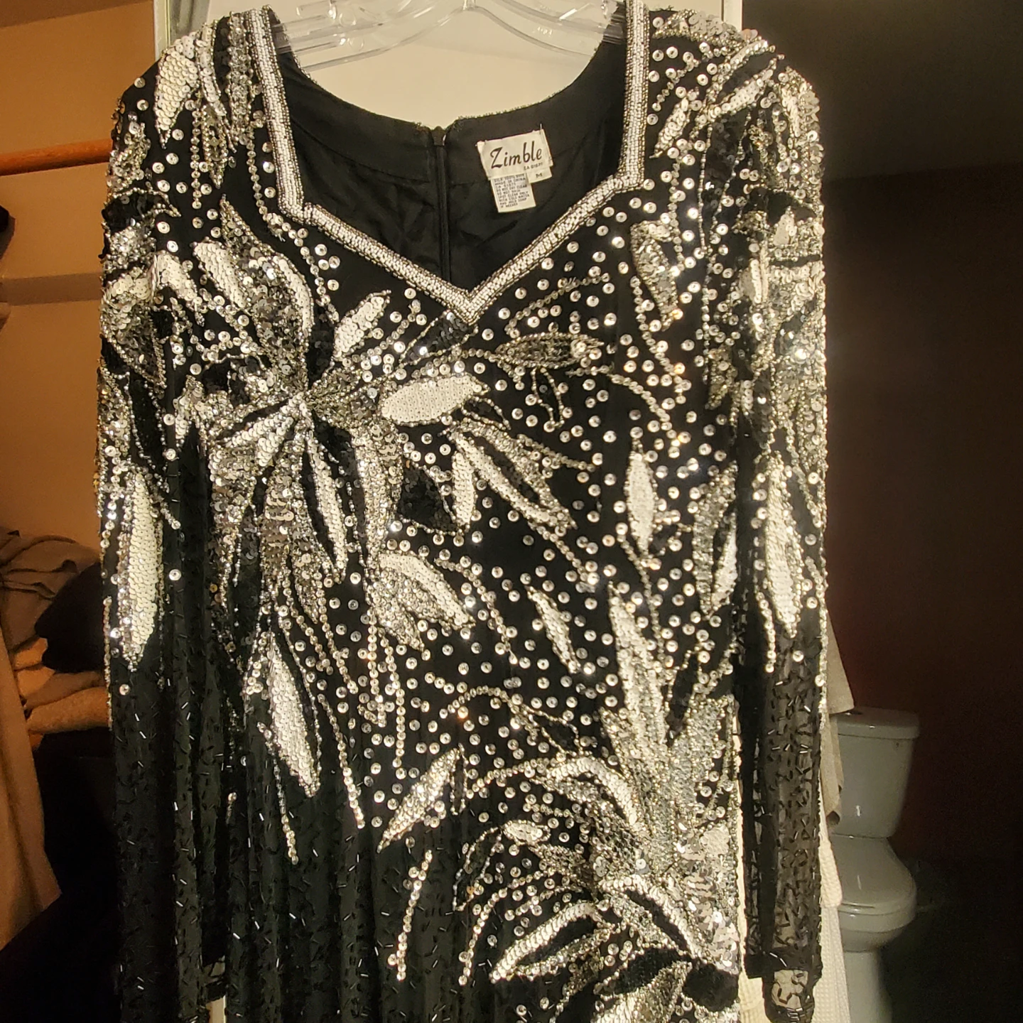 Zimble Beaded Silk Dress Medium