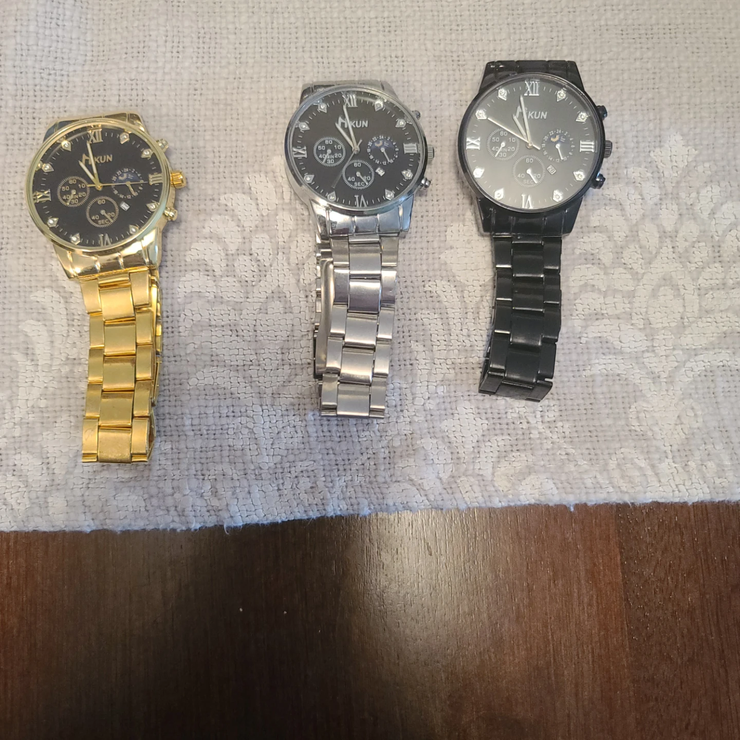 KUN Men's Watches - Gold, Silver, and Black