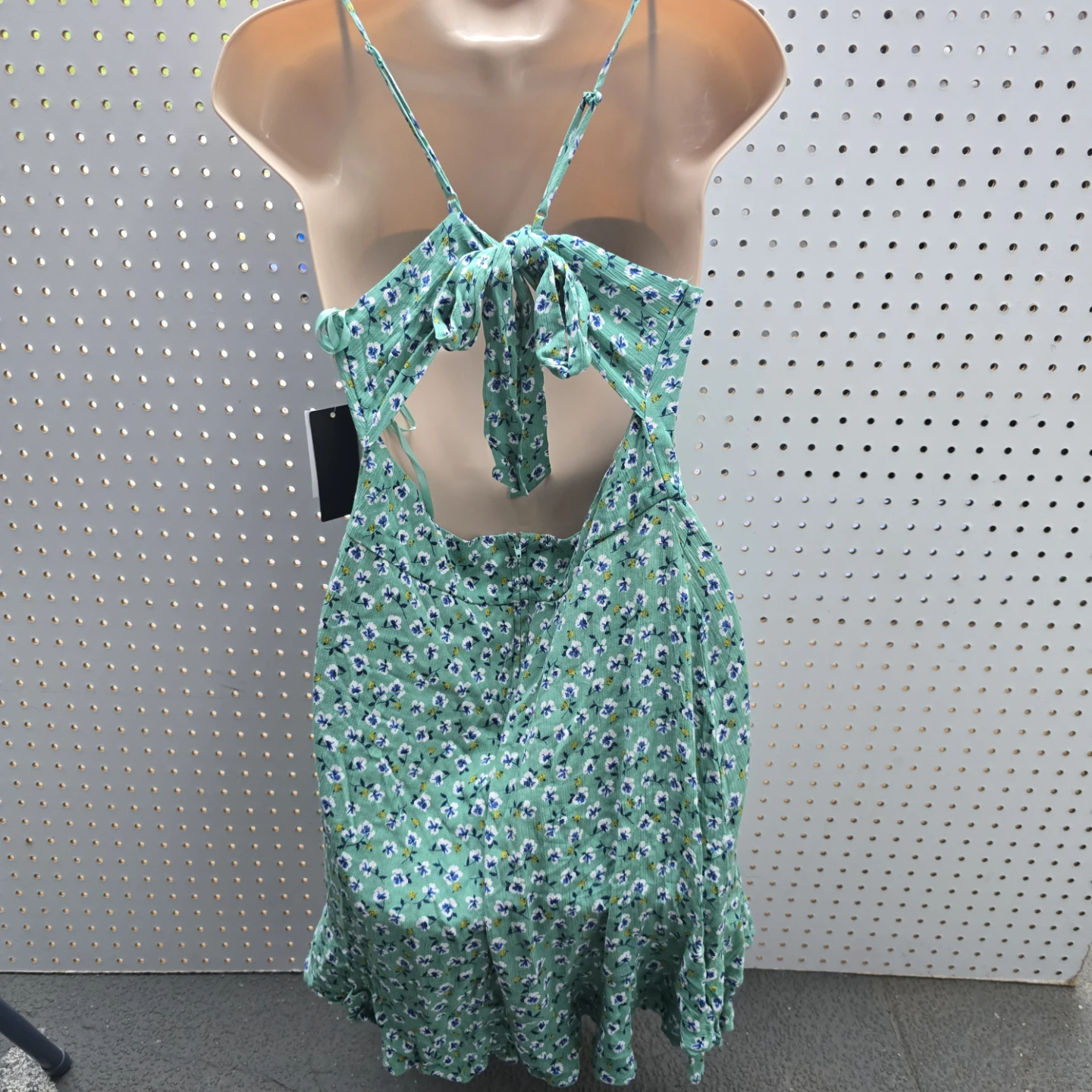 Green Floral Mini Dress with Tie Back - photo 5