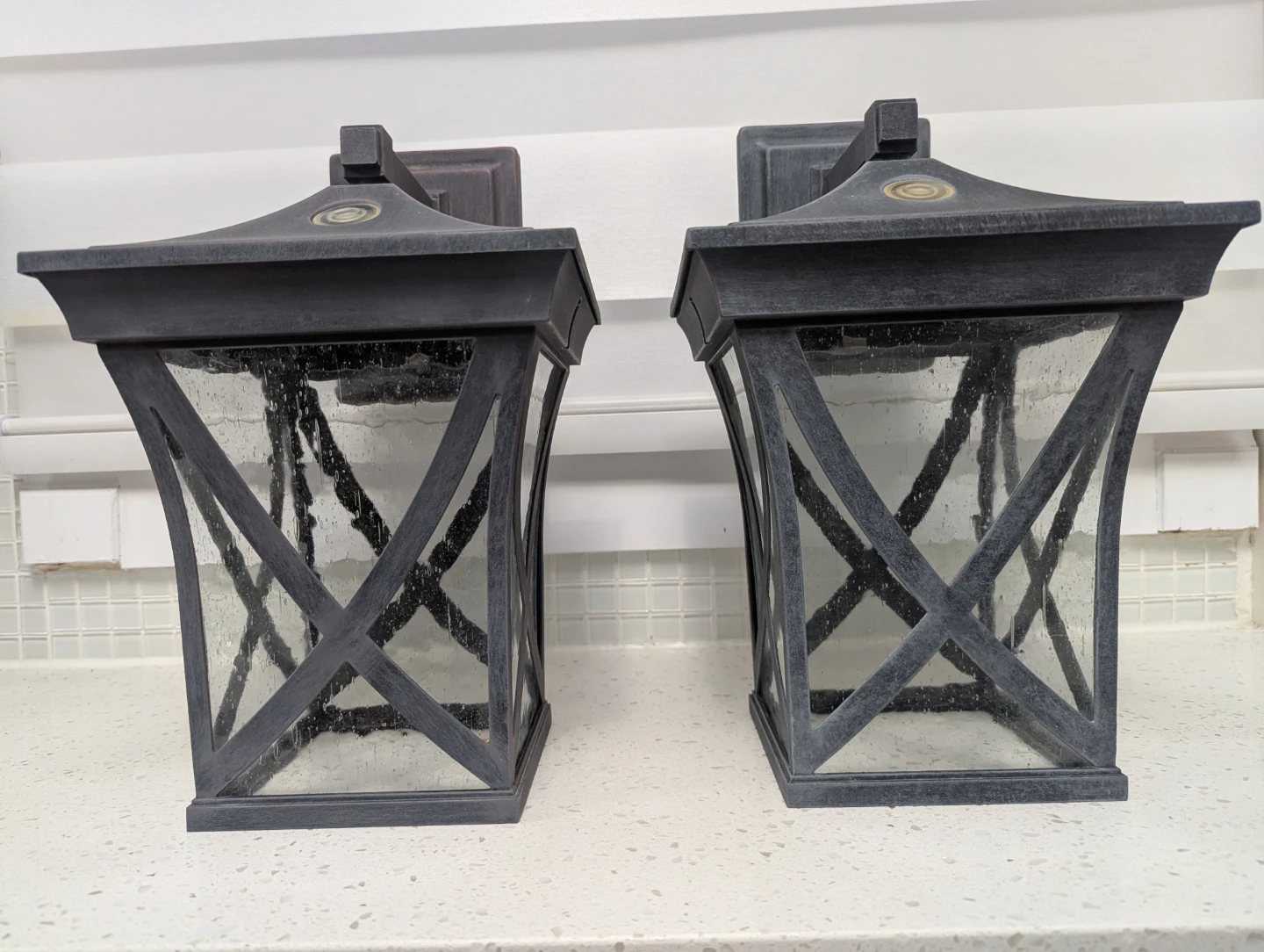 Pair of Outdoor Metal Lanterns