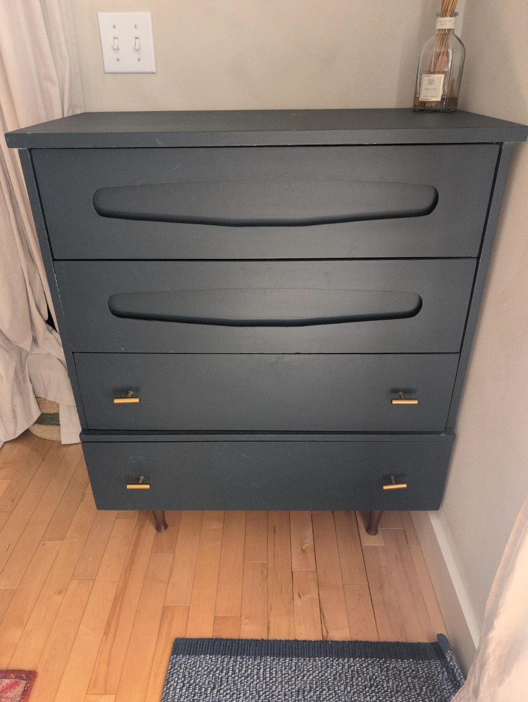 Navy Blue MCM 4-Drawer Dresser - Refinished