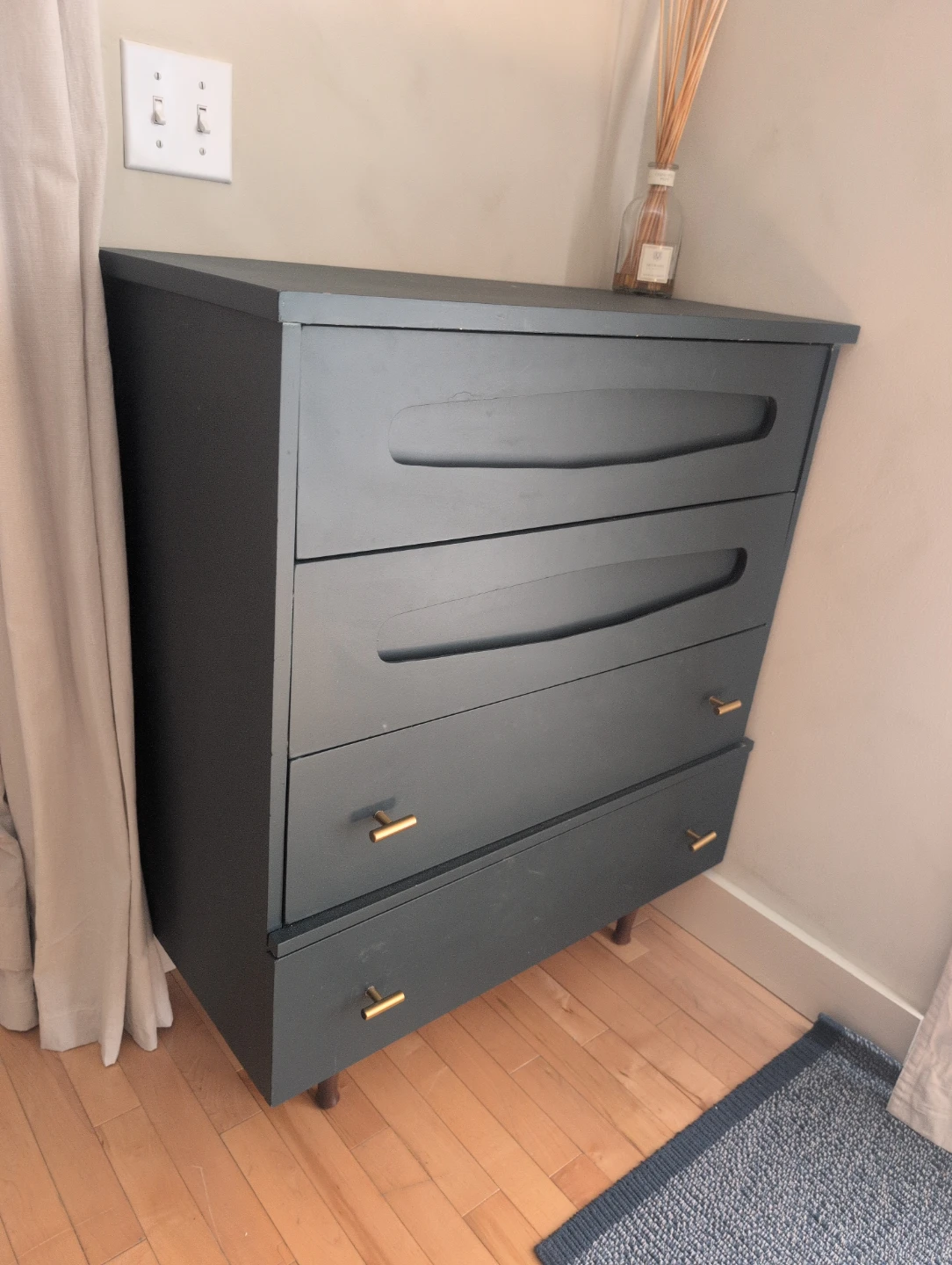 Navy Blue MCM 4-Drawer Dresser - Refinished - photo 2