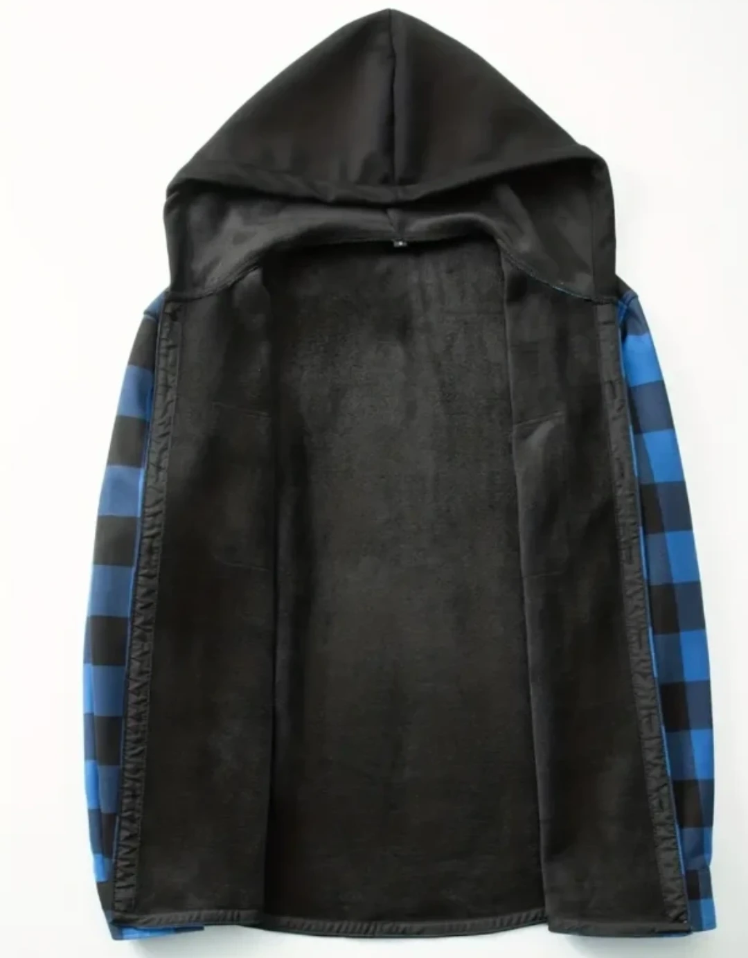 Handmade, blue and black plaid hoodie jacket. XXXL. - photo 2