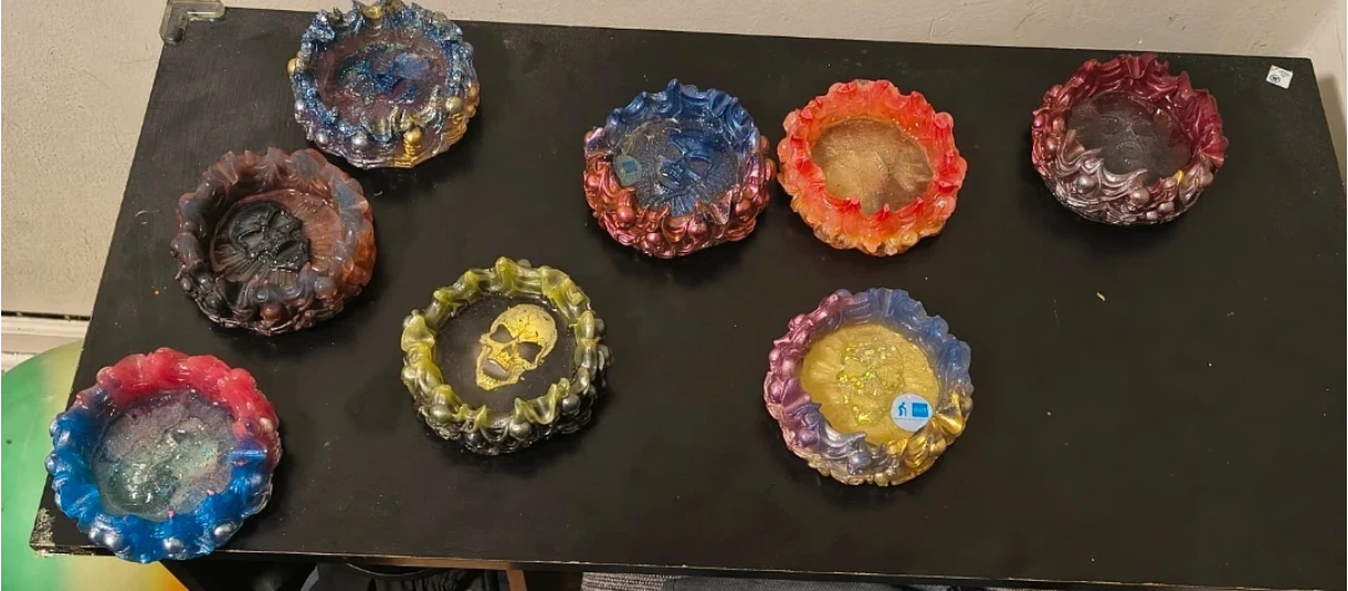 Assorted Resin Ashtrays with Skull and Gothic Designs