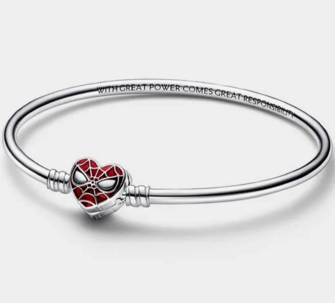 Pandora Spider-Man Heart Charm Bangle Bracelet