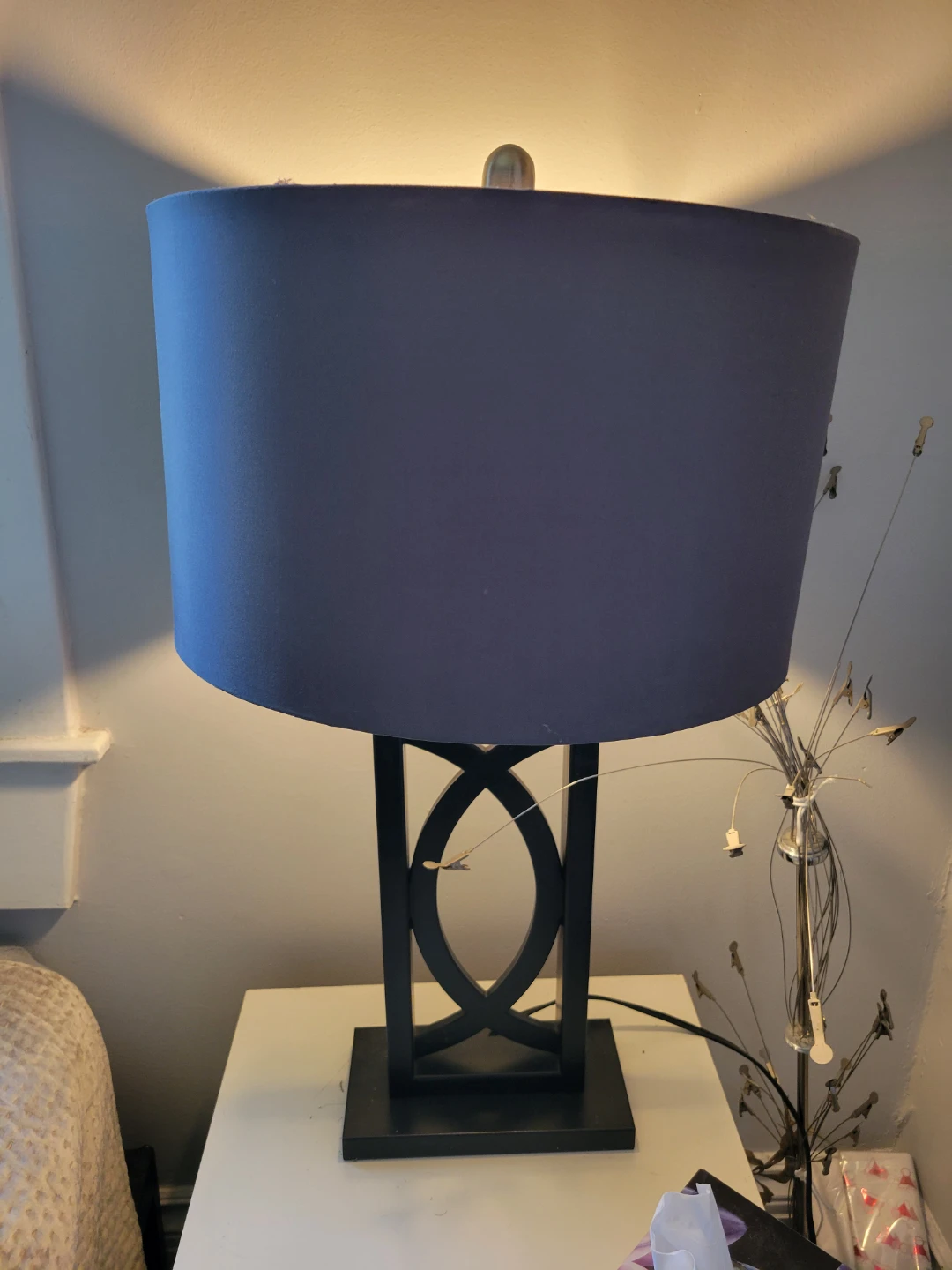 A pair of Table Lamp with Blue Shade