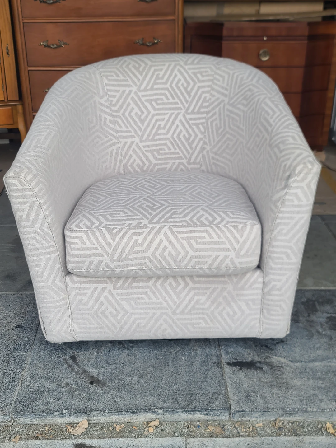 Geometric Swivel Barrel Chair