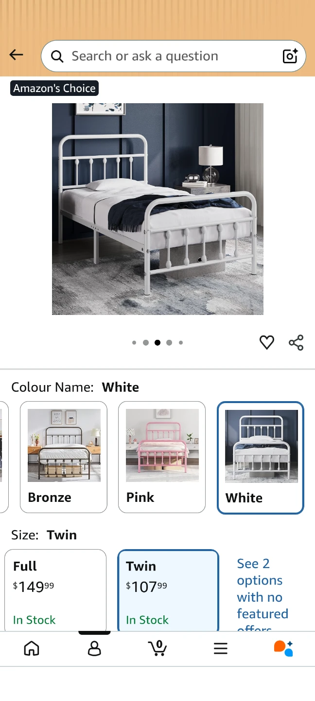 Classic Metal Bed Twin Size White. - photo 3