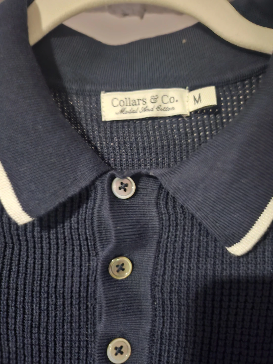 Collars & Co. Modal and Cotton Polo Shirt - Navy - Size M - photo 3