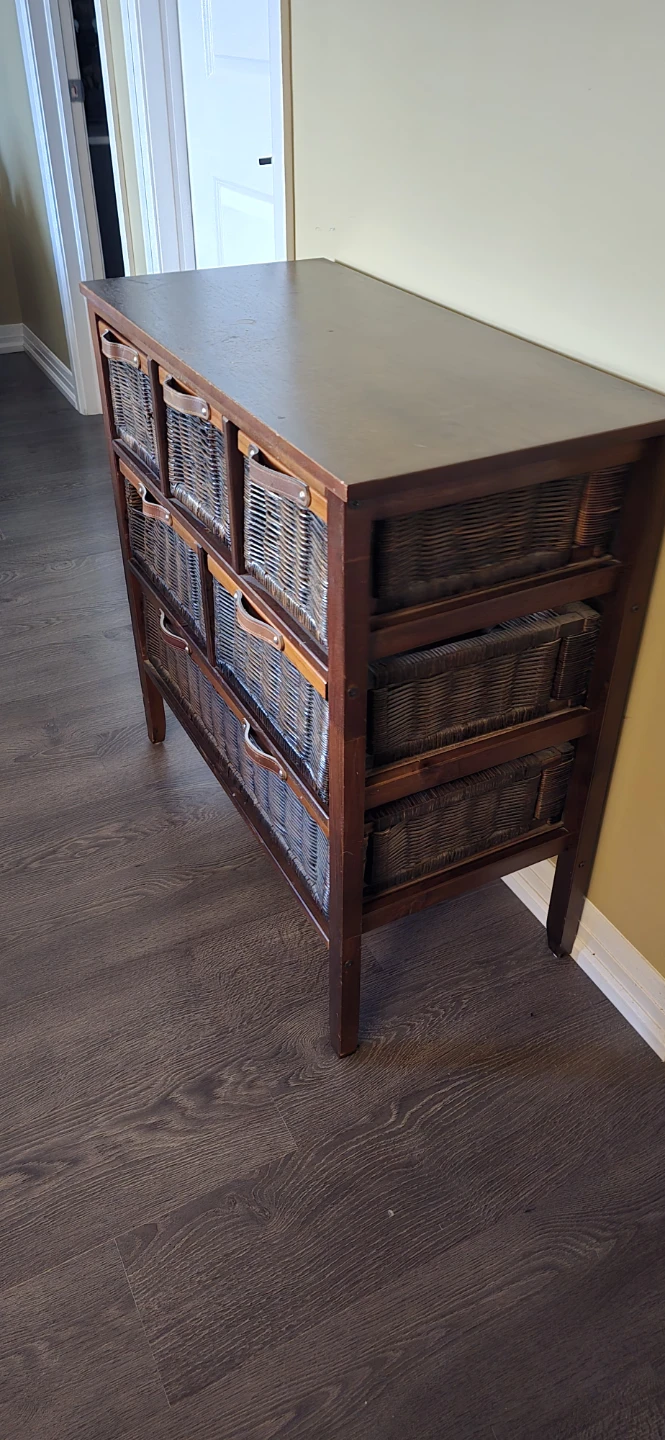 Wooden Chest of Drawers with Wicker Baskets - photo 2