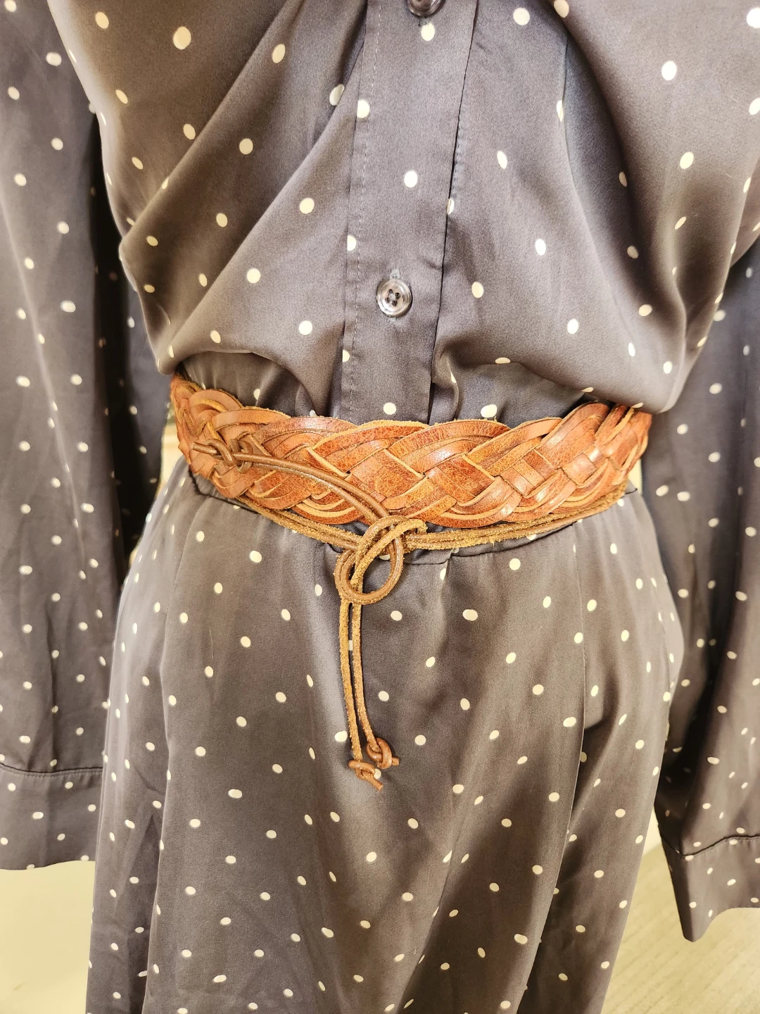 Polka Dot Button-Up Midi shirt Dress - photo 3