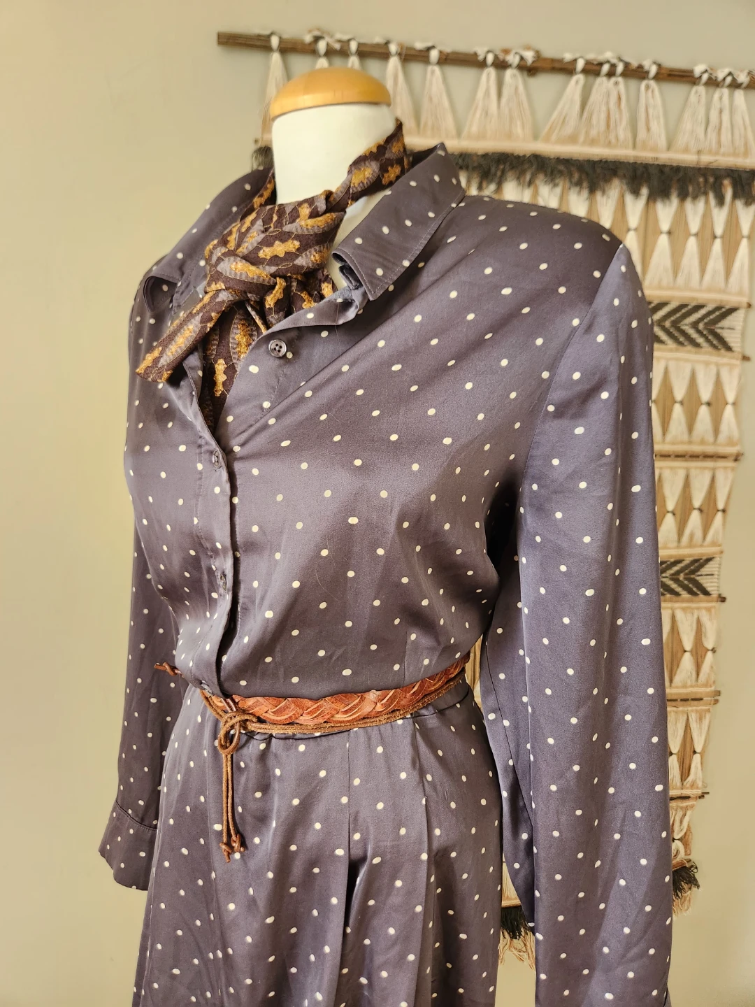 Polka Dot Button-Up Midi shirt Dress - photo 4