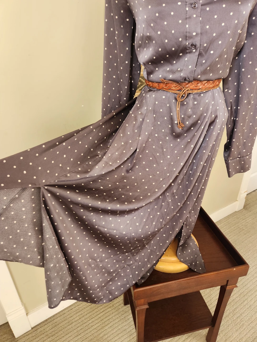 Polka Dot Button-Up Midi shirt Dress - photo 5