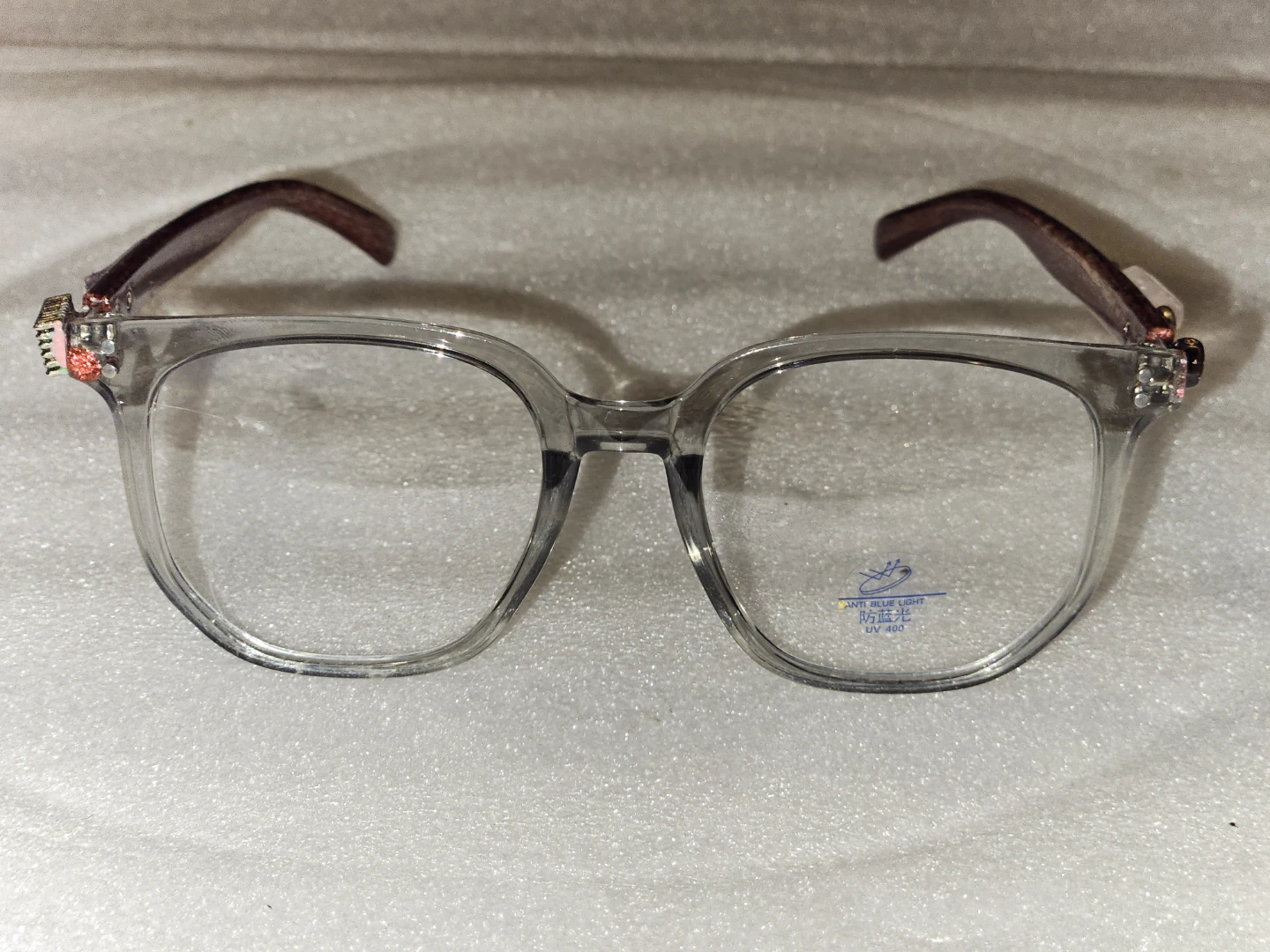 Clear Frame Anti Blue Light Glasses with Decorative Temples