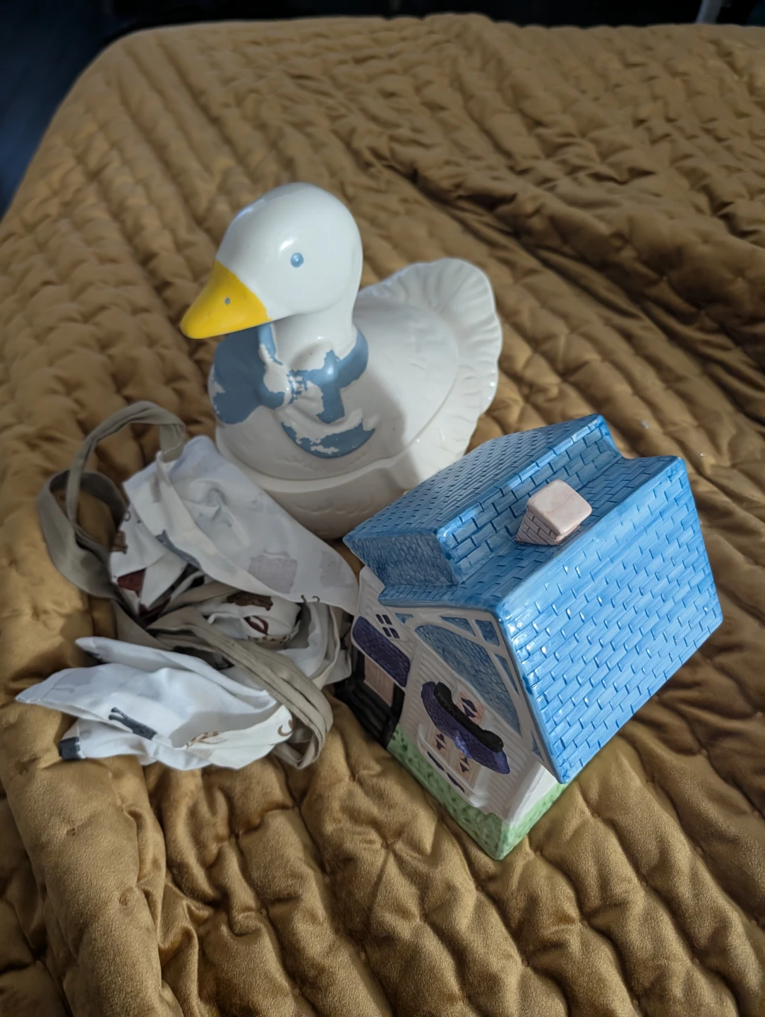 Ceramic Duck and House Cookie Jars