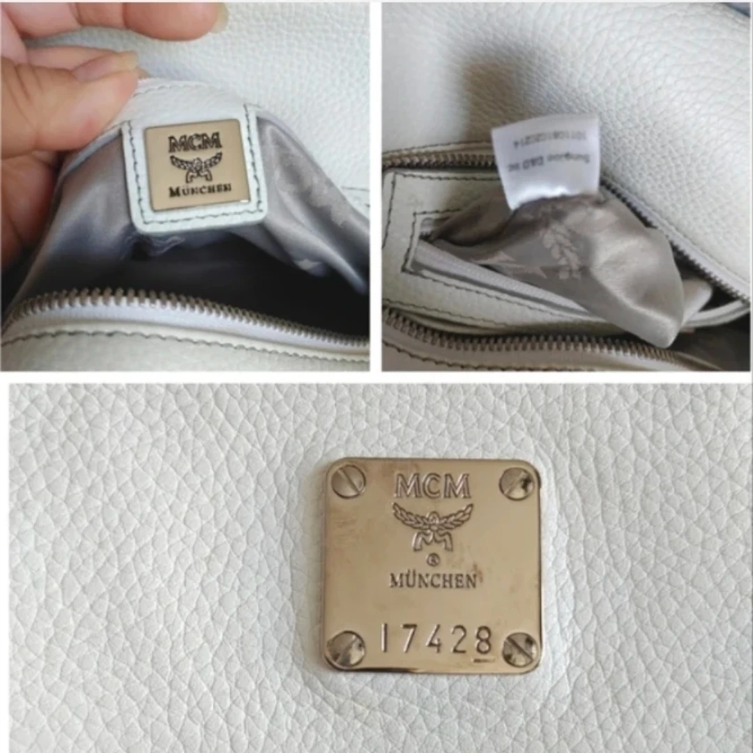 MCM White Leather & Gray Monogram Bag - photo 5