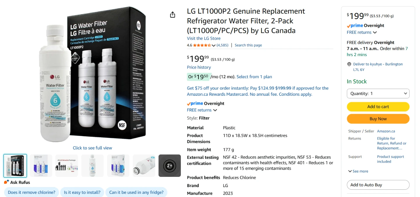 Genuine Replacement LG water filter for Refrigerator - photo 2