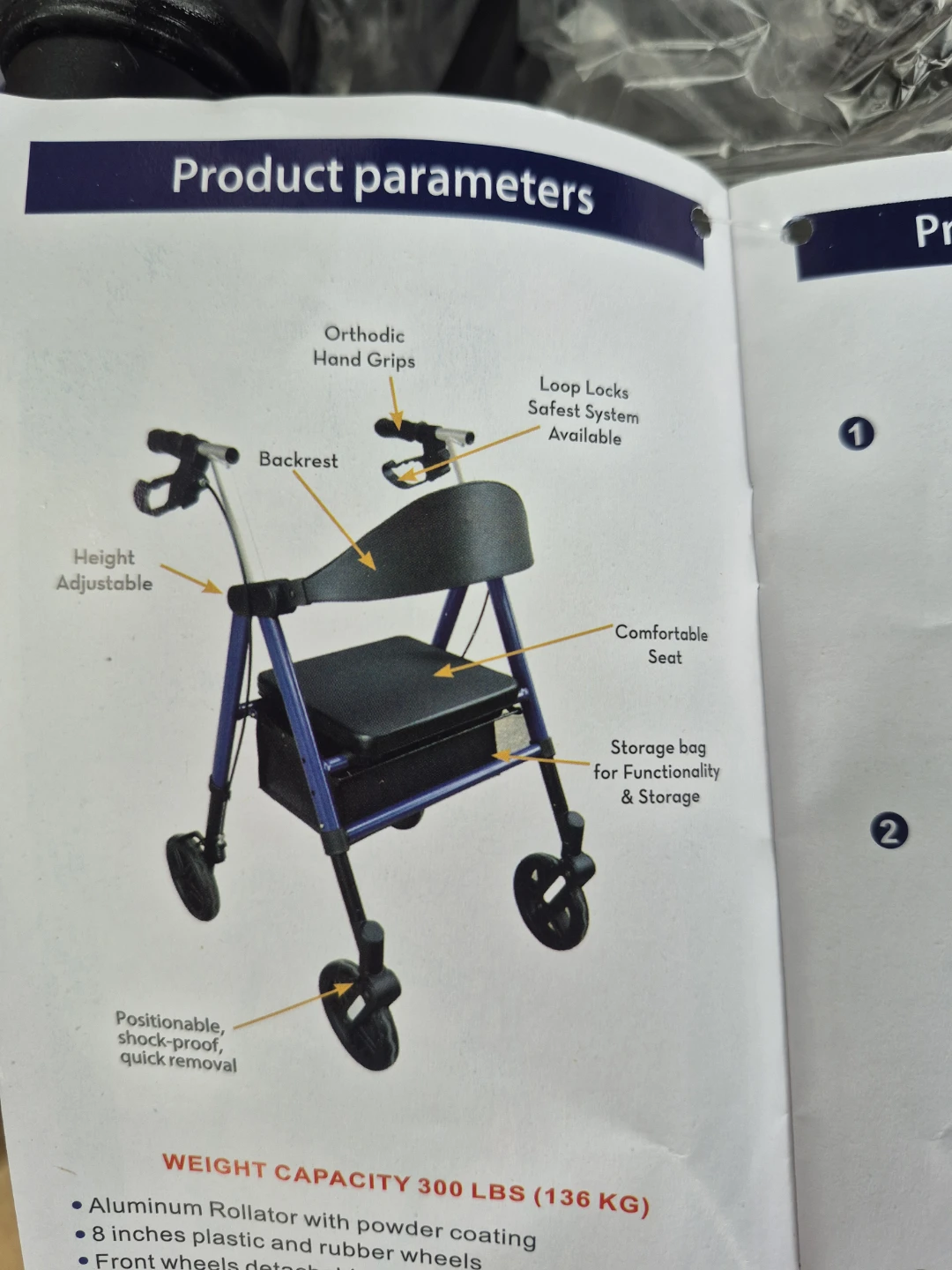 Unlicon Rollator Walker UNL-828 - brand new in box - photo 2