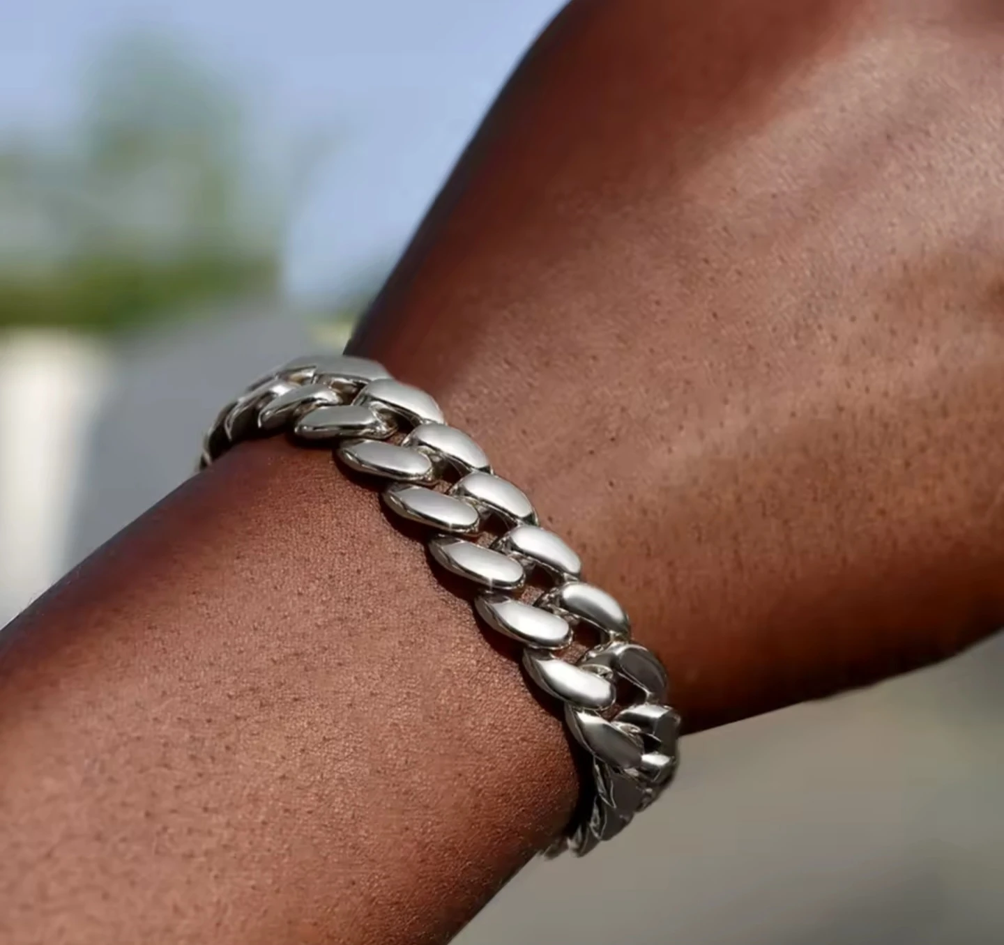 Silver Cuban Link Chain Bracelet