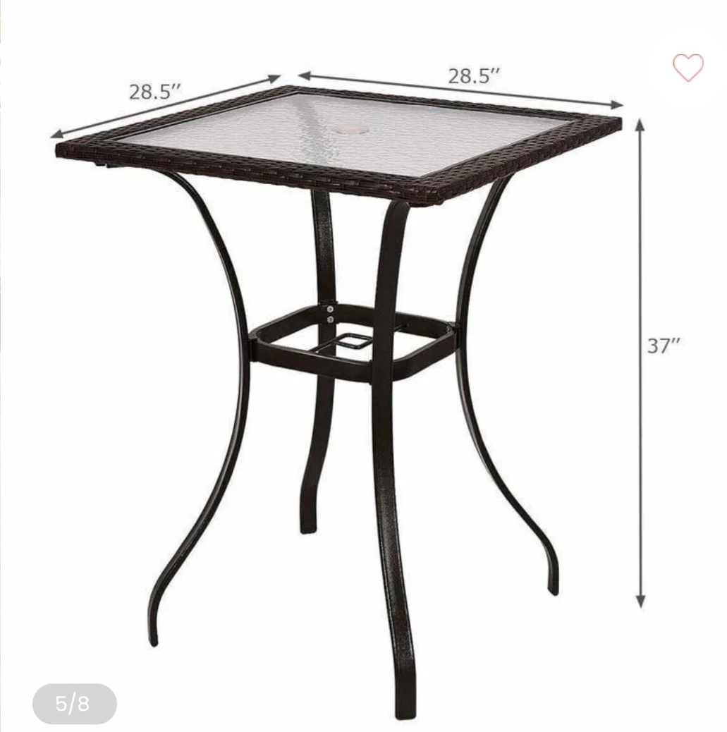 Outdoor Bar Table with Tempered Glass Top - photo 2