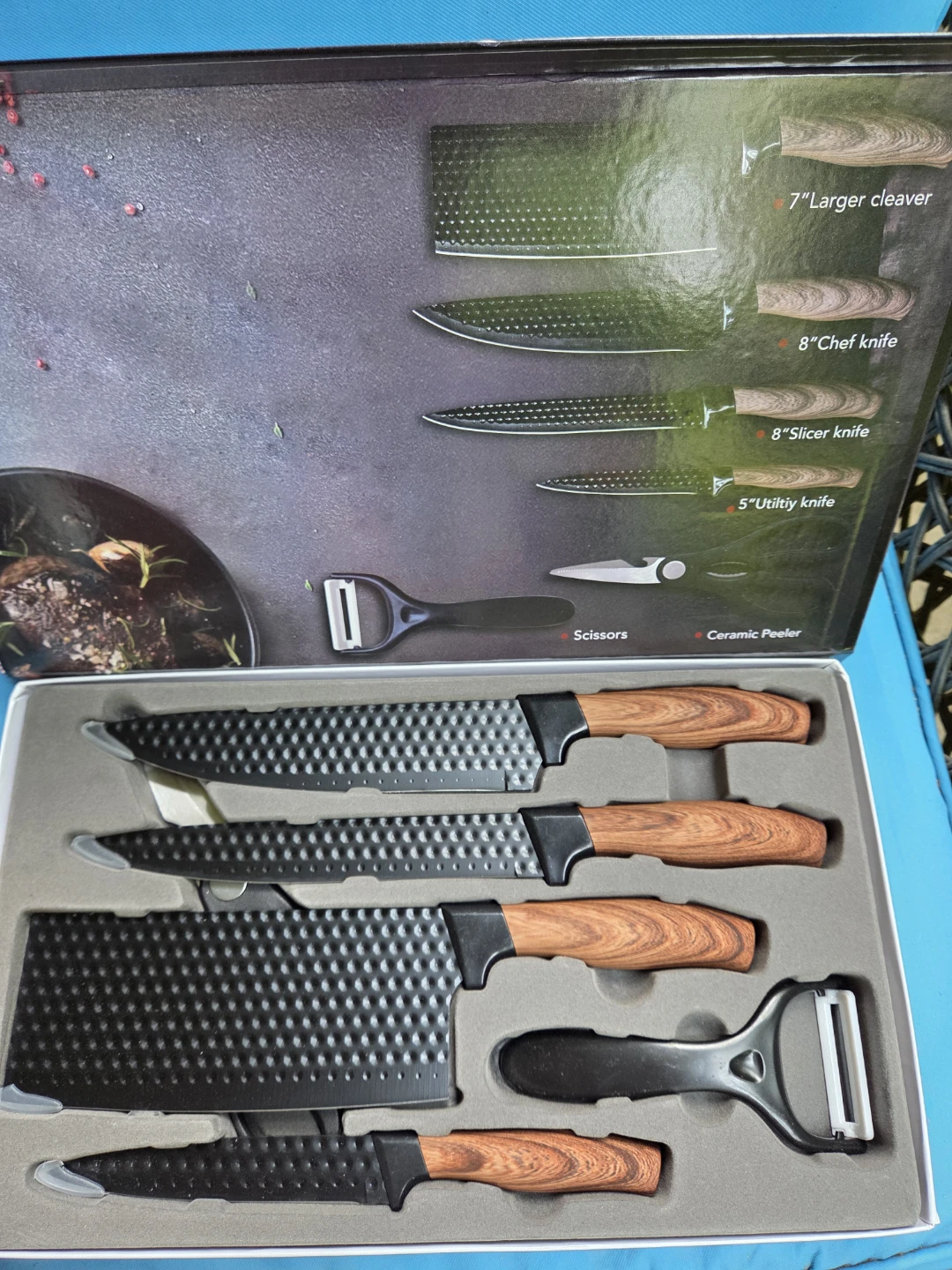 NEW Black Stainless Steel Knife Set