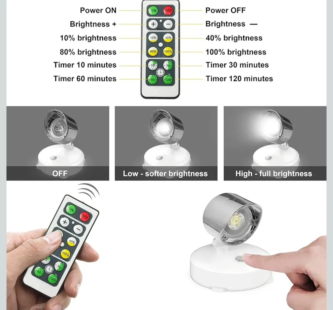 Battery Operated LED Puck Lights with Remote Control (2 Pack) - photo 3