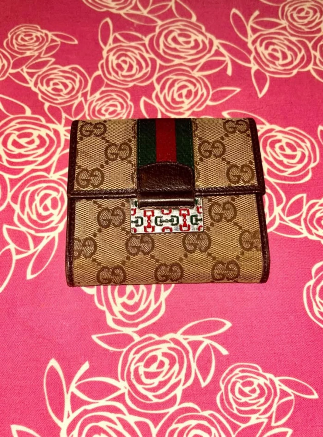 Vintage 1980s Gucci GG Canvas Web Trifold Wallet