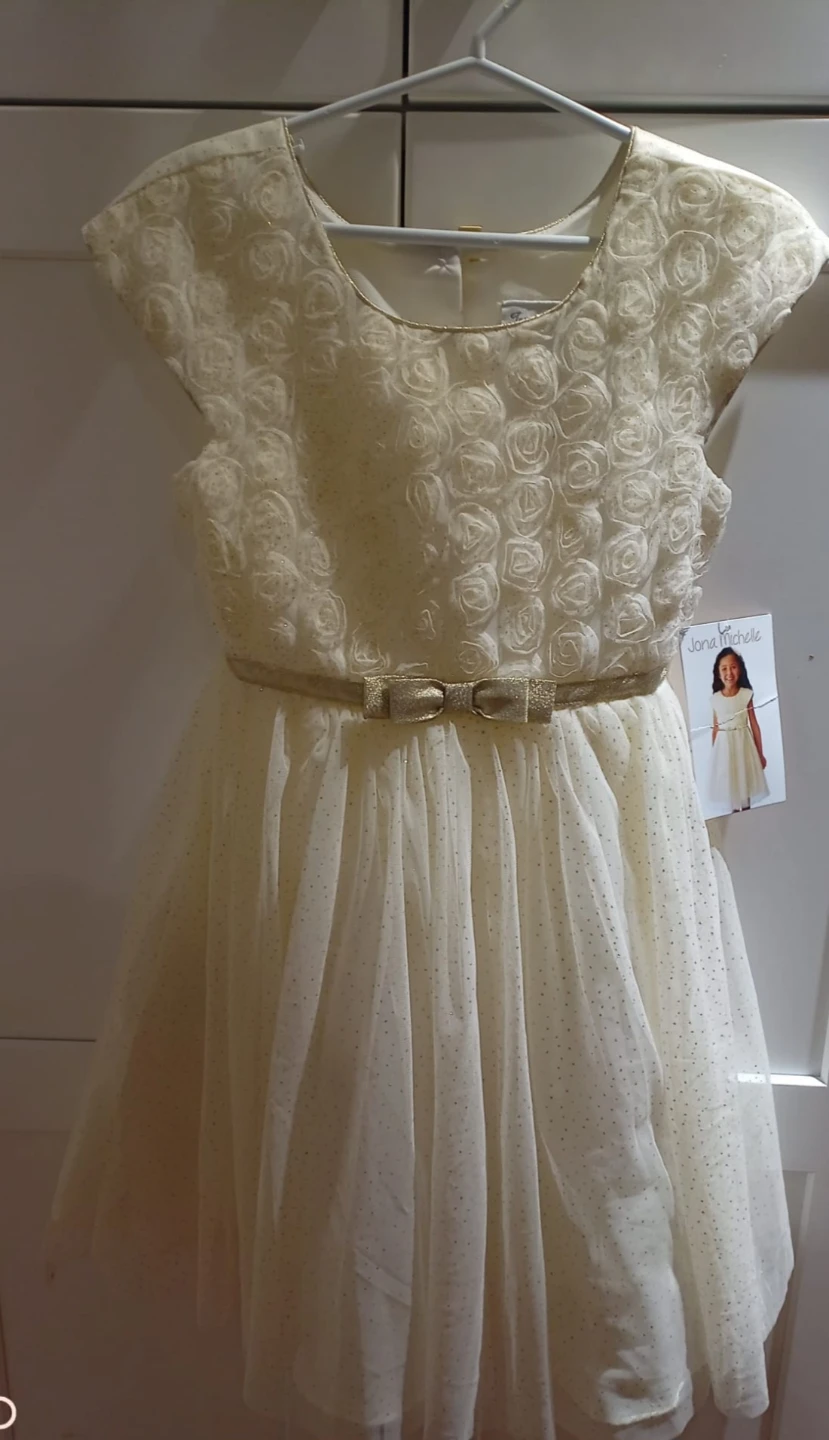 Girls Cream Rose Dress with Sparkle Skirt - photo 2