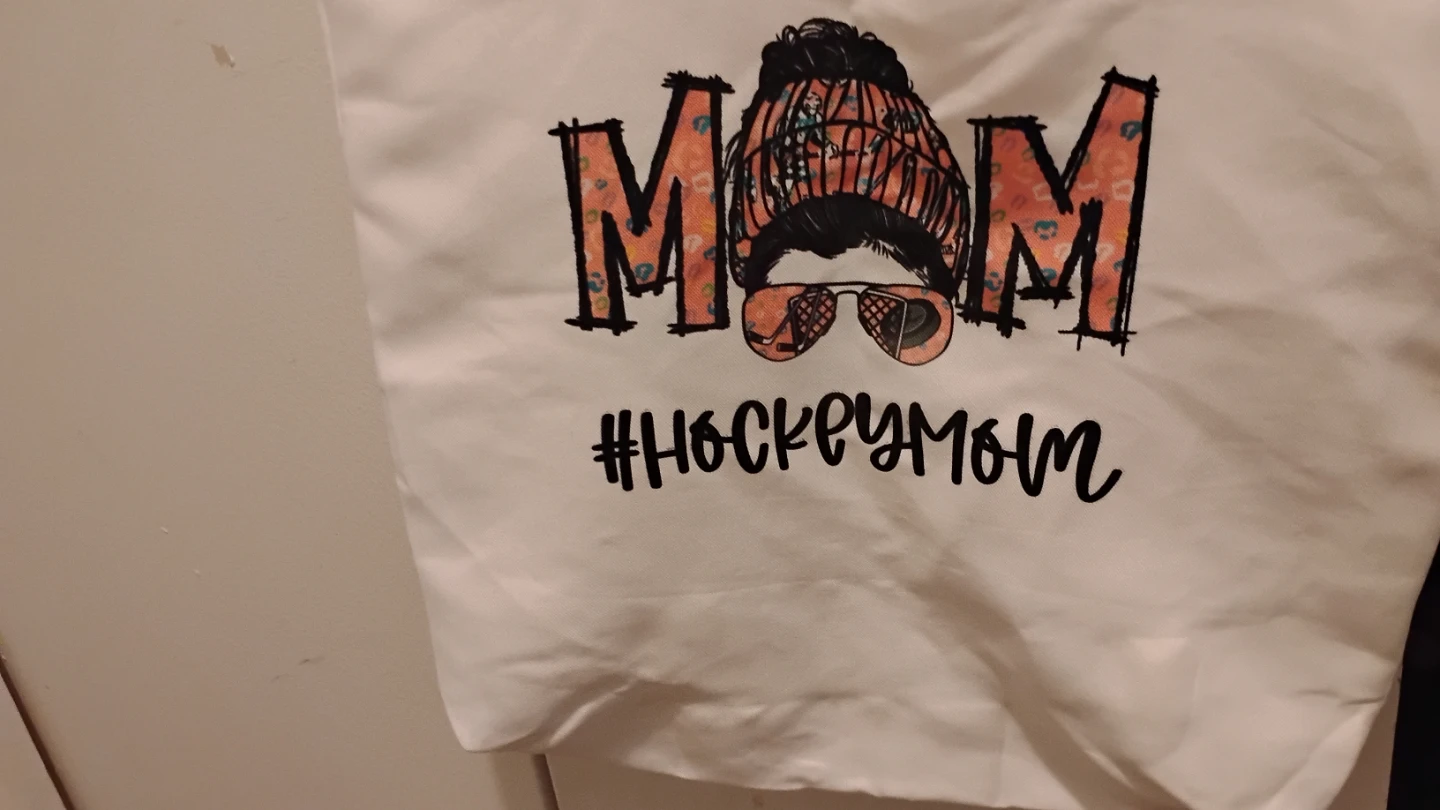 White Tote Bag "#HockeyMom" Graphic