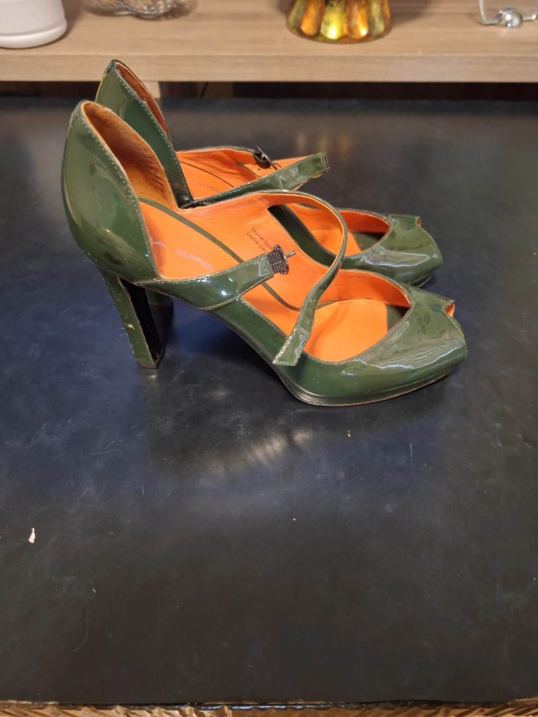 VIA SPIGA Women's Green Patent Peep-Toe Heels - photo 2