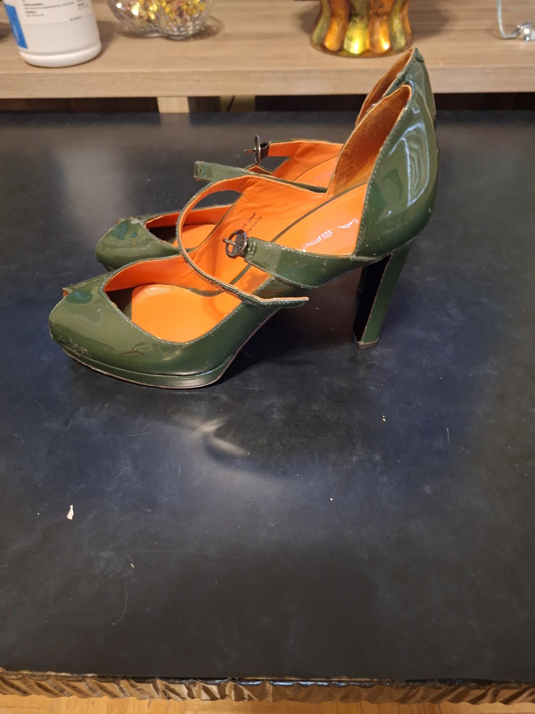 VIA SPIGA Women's Green Patent Peep-Toe Heels - photo 4