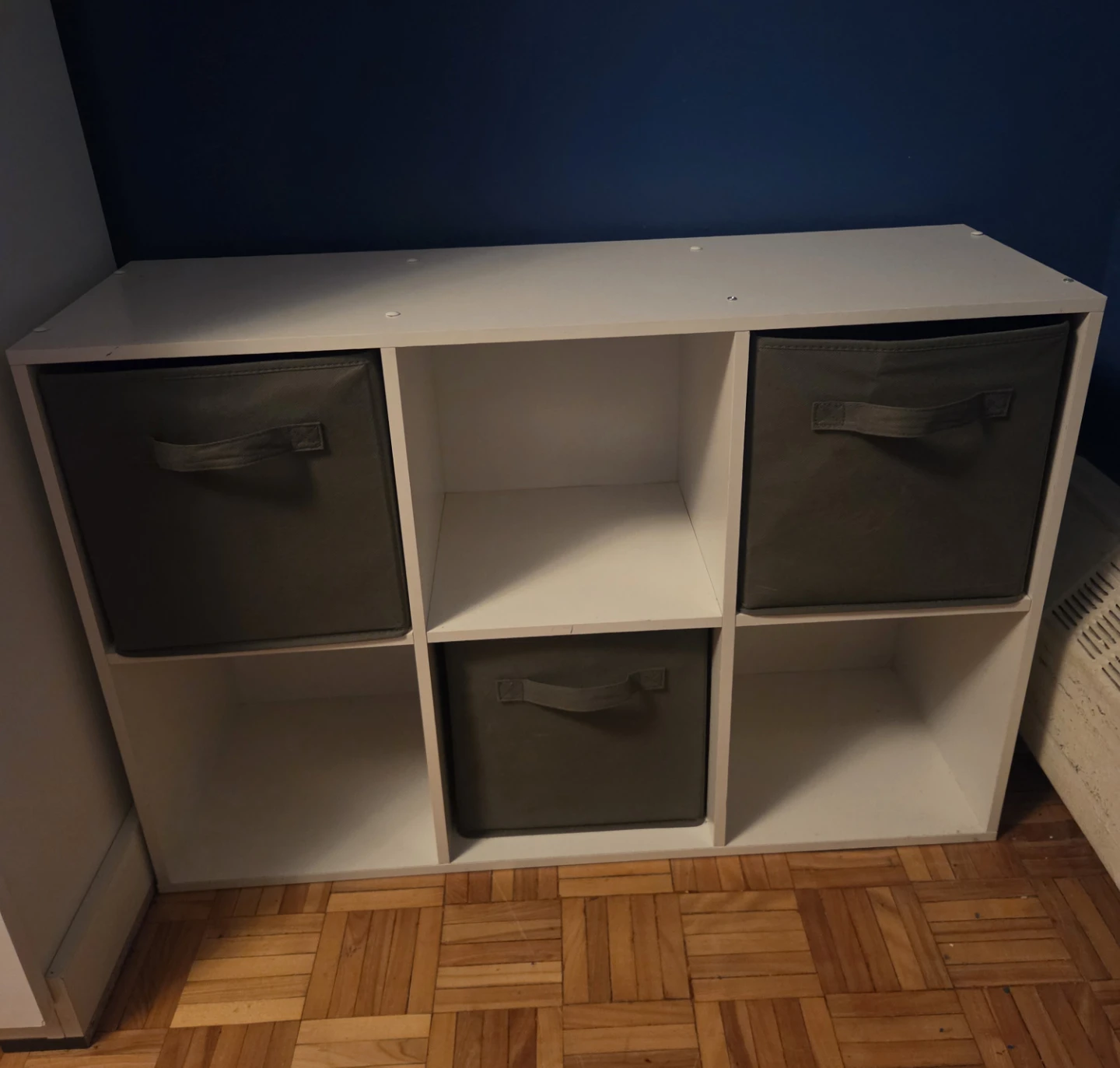 White 6-Cube Storage Unit with 3 Storage Bins