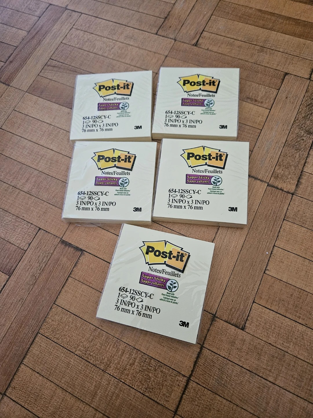 5 Pack Post-it Notes Super Sticky 3x3 Yellow