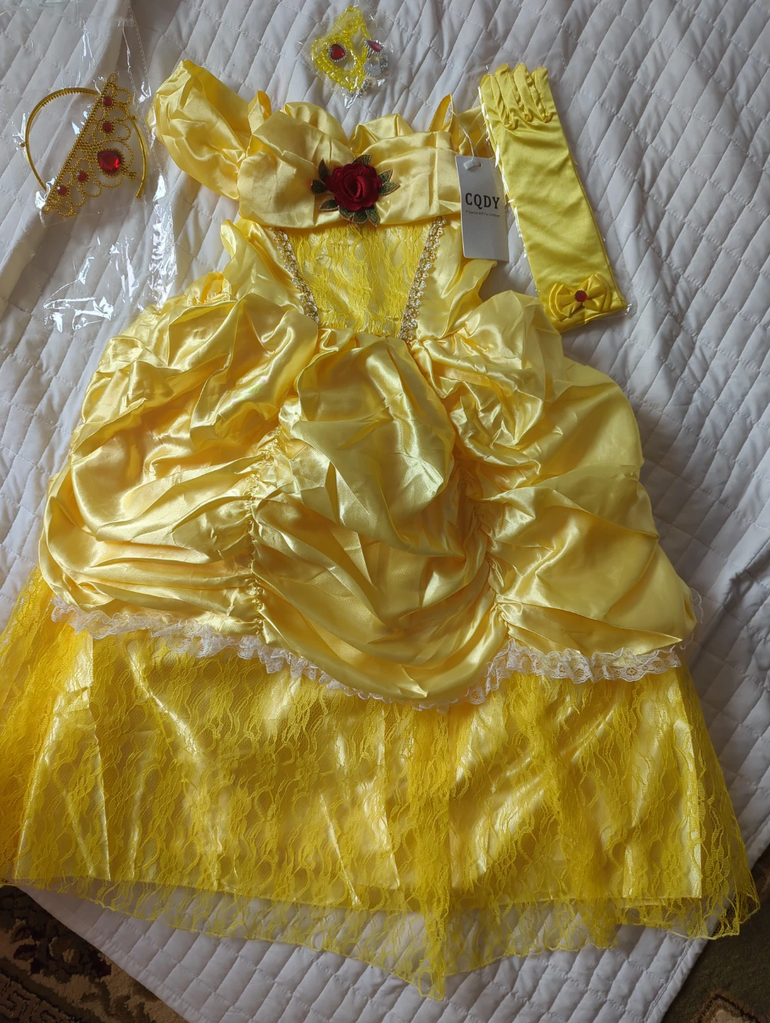 CQDY Yellow Princess Dress with Accessories Size 10-11Y