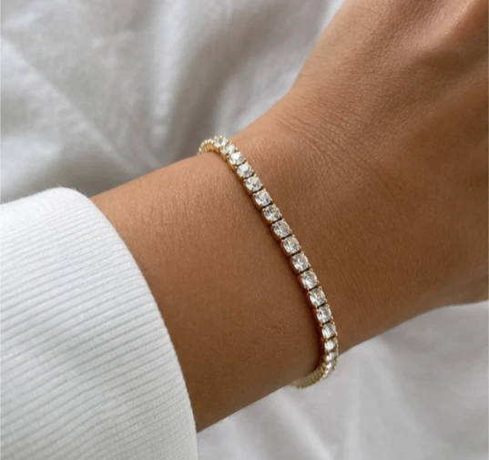 18K Gold Plated Tennis Bracelet — Waterproof, Non-Tarnish