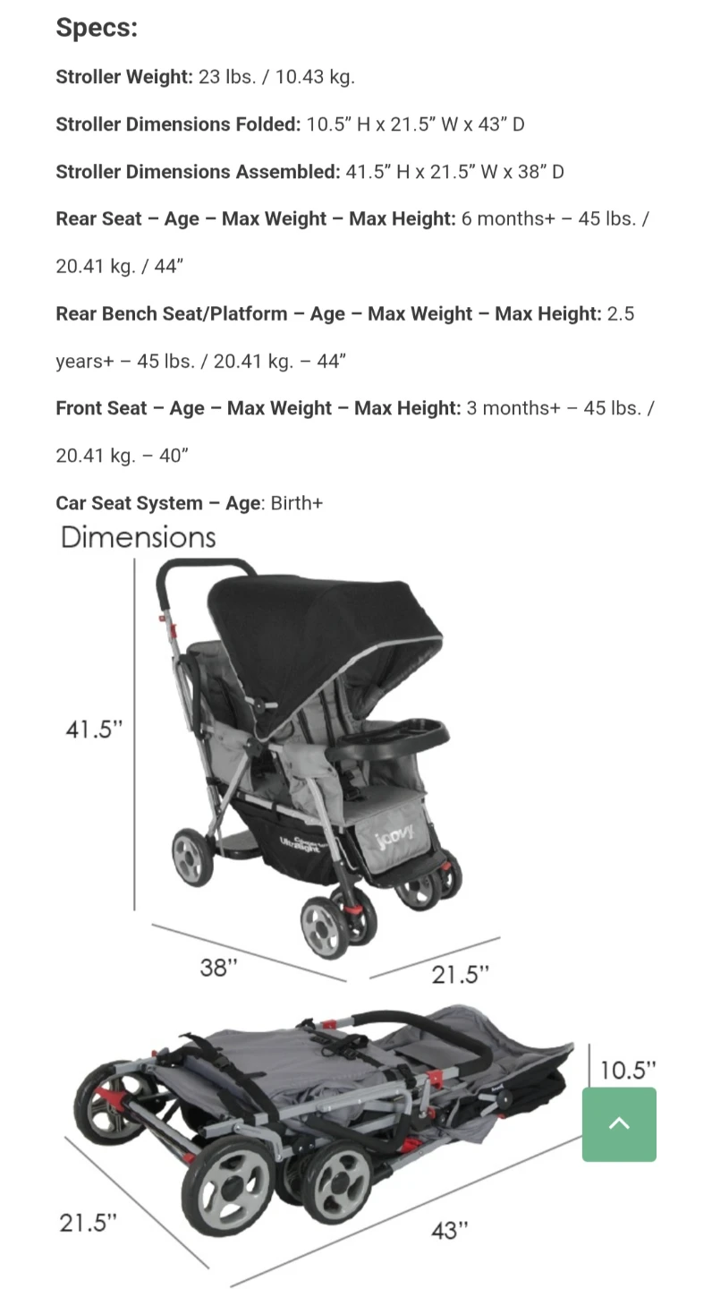 Joovy Caboose Too Ultralight Sit & Stand Tandem Double Stroller - photo 3