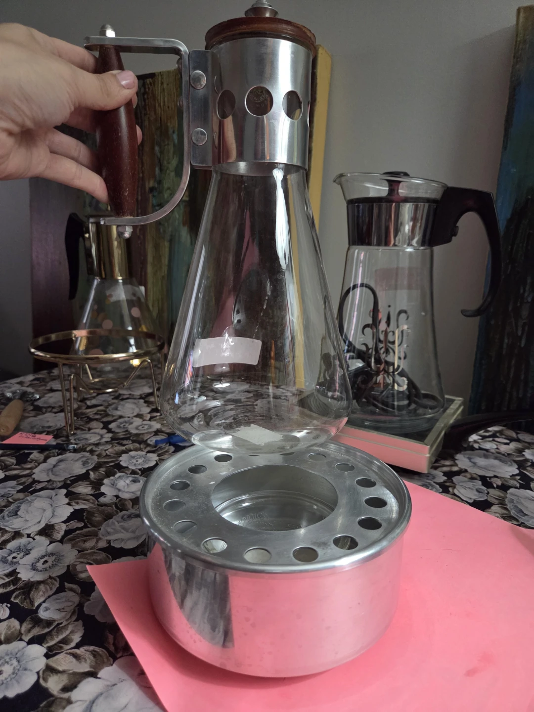 Vintage Glass and Aluminum Coffee Maker - photo 4