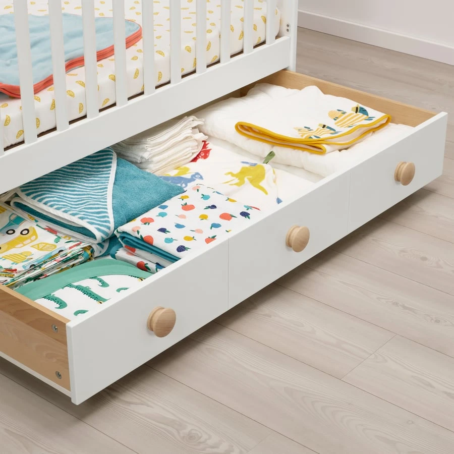 Ikea GONATT Crib with drawer, white, 70x132 cm (27 1/2x52 ") - photo 2