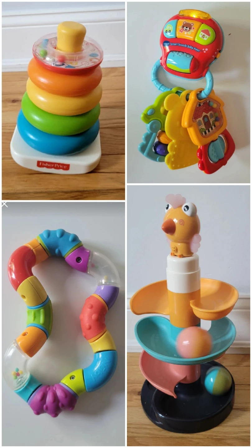 Set of 4 colorful baby toys